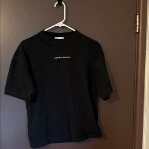 Zara Black T-Shirt with Blue Graphic